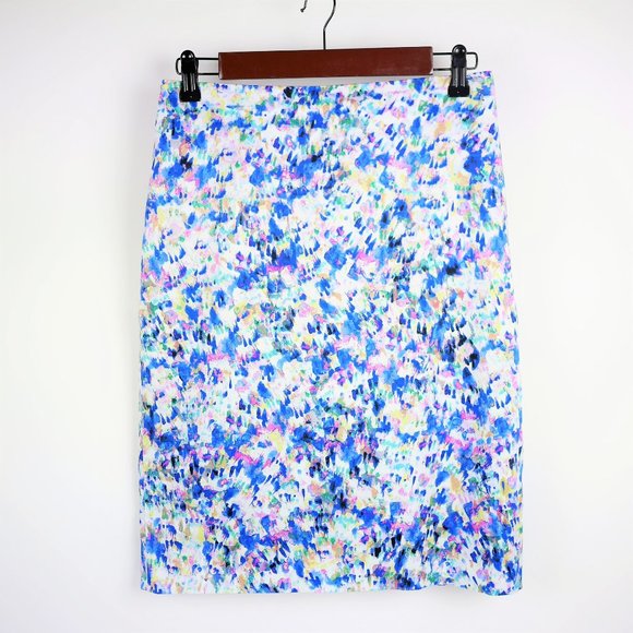 ANN TAYLOR Blue & purple floral pencil skirt - Picture 1 of 10